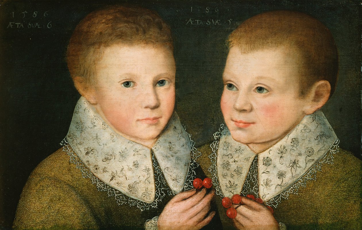 2 人の兄弟の肖像、1586 年。 作： 若いマーカス・ヘラート