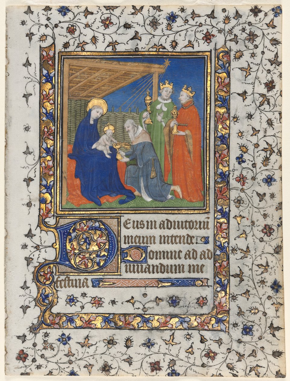 Book of Hours の Bifolio: Adoration of the Magi 作： ブシコーマスターのワークショップ