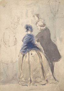 ヴァニティ フェアのストリート シーン、アメリア、ジョージ オズボーン、ドビン レクトー…、1800-1819 年。 作： Jerry Barret