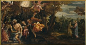 キリストのバプテスマと仮面舞踏会、1582年頃（帆布に油彩） 作： Veronese