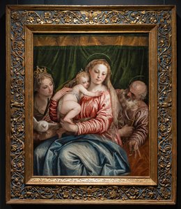 アレッサンドリアの聖カタリナとピーターの間のマドンナと幼子イエス 作： (1528 88) Veronese