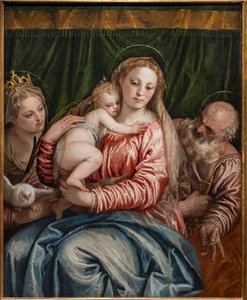 アレッサンドリアの聖キャサリンとピーターの間のマドンナと幼子イエス、詳細 作： (1528 88) Veronese