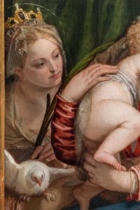 アレッサンドリアの聖キャサリンとピーターの間のマドンナと幼子イエス、詳細 作： (1528 88) Veronese