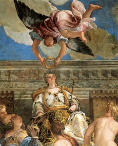 パオロ・ヴェロネーゼ（1528-1588）によるヴェネツィアの神格化、フレスコ画、細部、サラ・デル・マッジョール・コンシーリオ（大評議会ホール）、ドゥカーレ宮殿、ヴェネツィア
