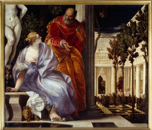 浴場のベトサベ 絵 パオロ・ヴェロネーゼ（1528-1588） 1575年 日2,27x2,37 m リヨン、ボザール美術館（Musee des Beaux Arts 作： Veronese