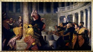 医者と話すイエスパオロ・ヴェロネーゼ（1528-1588）の絵画 作： Veronese