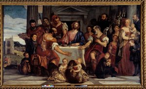 エマオのペレラン」 パオロ・ヴェロネーゼ（1528-1588）の絵画 16世紀 日2,41x4,15 m . 作： Veronese