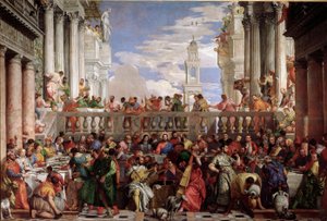 水がワインに変わる奇跡。詳細 カナの結婚（油彩・キャンバス 作： Veronese