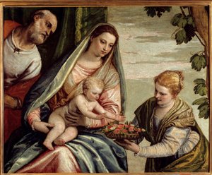献金者（聖ドロテ）のいる聖家族 パオロ・ヴェロネーゼ（1528-1588）の絵画 16世紀 日。0,76x0,94 m ボルドー、ボザール美術館 - 献金者のいる聖家族（サン・ドロテア）。ヴェロネーゼ（パオロ・カリャリ）の絵画（1528-1588年 作： Veronese