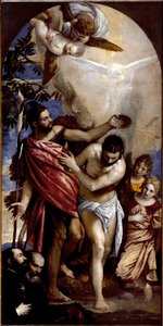 キリストの洗礼の様子絵画：パオロ・カリアリ・ディット・パオロ・ヴェロネーゼ（1528-1588 作： Veronese