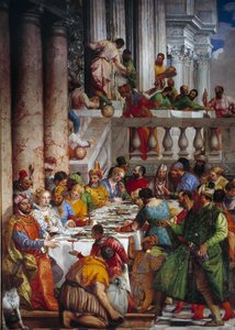 カナの婚礼、詳細。王子たちの食事。パオロ・ヴェロネーゼ（1528-1588）によるフレスコ画 Ec.Fri. 作： Veronese
