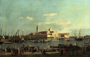 ヴェネツィアのリヴァ・デッリ・スキアヴォーニからのサン・マルコ盆地の眺め（キャンバスに油彩） 作： Canaletto
