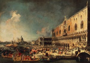 フランス大使のベネチア到着 作： (1697 1768) Canaletto