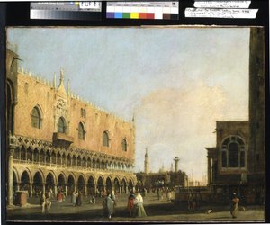 ピアッツェッタ・サン・マルコの南向きの眺め（キャンバスに油彩） 作： (1697 1768) Canaletto