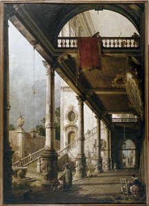 コロネードと中庭のあるカプリッチョ（油彩・キャンバス 作： Canaletto