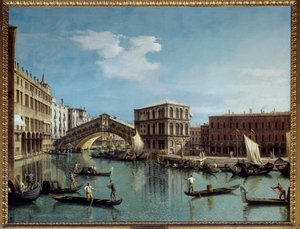 Le pont du Rialto a Venice Antonio Canal Dit Il Canaletto (1697-1768) の絵画 18世紀 日。1,19x1,54 m - ヴェネツィアのリアルト橋。カナレットと呼ばれるアントニオ・カナルの絵画（1697-1768年 作： Canaletto
