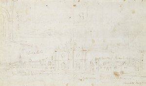 ムラーノ：サン・ジョバンニ・デイ・バットゥティ、ヴェネツィアを遠望する、1735-40年頃（デッサン