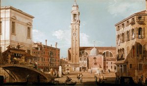 ヴェネツィアのカンポ・ディ・サンティアポストリの眺め（油彩・キャンバス 作： Canaletto