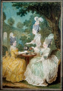 モンテッソン、クレスト、ダマスカスの女性たちが取る水彩画 ルイ・カロギス・ディ・カルモンテル（1717-1806）1773年。パリ、カルナヴァレ美術館 作： Carmontelle