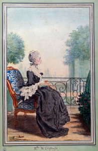 ジュリー・ド・レスピナス（1732-1776）の全身肖像画 カルモンテルとして知られるルイ・カロギス（1717-1806）の水彩画。18世紀 シャンティ、ミュゼ・コンド