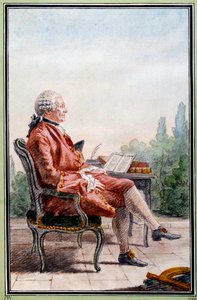 探検家であり、フランスの科学者であるシャルル・マリー・ド・ラ・コンダミン（1701-1774）の肖像。ルイ・カロギス・カルモンテル（1717-1806）による水彩画。18世紀 シャンティコンデ美術館