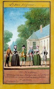 Good Lord 一連のことわざのイラスト。ルイ・カロギス・ディ・カルモンテル（1717-1806）による水彩画、18世紀。シャンティイ、コンデ美術館 作： Carmontelle