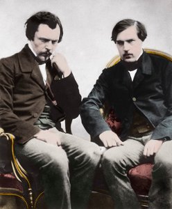 ゴンクールのエドモン(1822-1896)とジュール(1830-1870)兄弟、フランスの作家、Nadarによる - Les freres Edmond de Goncourt (1822-1896) et Jules de Goncourt (1830-1870) literary critics et writers français, photo by Gaspard Felix Tournachon dit Felix Nadar 作： Nadar