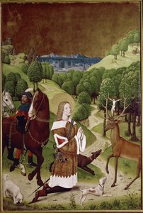セント・ヒューバート・コンバージョン（パネルに油彩 作： (active c.1463 c.1490) Master of Wilten