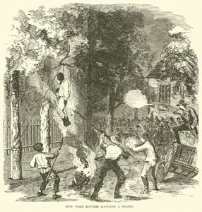 1863 年 7 月、黒人を吊るすニューヨークの暴徒 (彫刻) 作： (after) American School