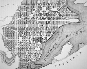 1793年に作成されたワシントン市の平面図（彫刻 作： (after) American School