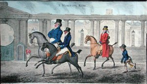 ジェームズ・ギルレイ（1756-1815）が1804年にハンナ・ハンフリー社から出版した「A Morning Ride」（手彩色のエッチング）。 作： (after) English School