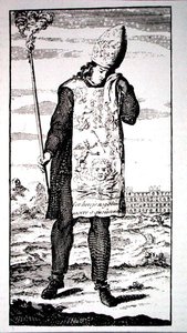 異端審問で死刑を宣告された魔術師、1736年ロンドンの「A Complete History of the Inquisition」の挿絵のコピー、19世紀後半に出版された「History of Magic」で使用された（エングレーヴィング）。 作： (after) English School