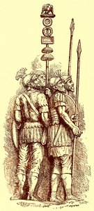 ローマ軍の兵士、1897年に出版されたH. O. Arnold-Forster著「History of England」の挿絵（デジタル処理された画像 作： (after) English School