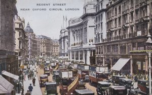 Regent Street, perto de Oxford Circus, Londres (foto colorida) 作： (after) English photographer