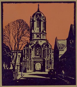 トムタワー、クライストチャーチ（木版画） 作： (after) English photographer
