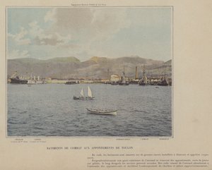 トゥーロンの埠頭に停泊中の戦闘艦（カラー写真 作： (after) French Photographer
