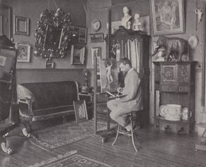 フランスの画家、アンリ・ジェルベックスのアトリエにて（モノクロ写真 作： (after) French Photographer