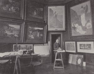 フランスの画家、ピエール・ピュヴィス・ド・シャヴァンヌのアトリエにて（モノクロ写真 作： (after) French Photographer