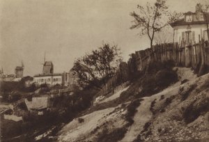 1860年頃のブルートフィン製粉所のあるモンマルトルの庭園（モノクロ写真