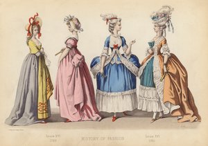 フランスのファッションルイ16世1789年、ルイ16世1780年（カラー版画）