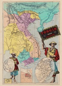 トンキン、安南、コーチンの地図（カラー版画） 作： (after) French School