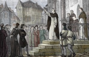 アルベール大王 (1193/1206-1280) の代表、パリ大学、パリ大学、サン ジャック通りにある最初のドミニコ会修道院 (College des Jacobins) で、Gueric de Saint-Quentin の権限の下で) 1241-1245 ( アルバートの肖像 作： (after) French School