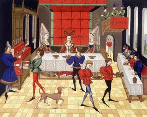 シャトレーヌでのテーブルサービス - ルノー・ド・モントーバンのローマのミニチュアの複製 作： (after) French School