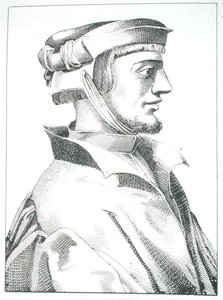 Agrippa von Nettesheim (1486-1535) J Scheible著「Das Kloster」第2巻（Stuttgart 1845年）の挿絵のコピー、19世紀後半に出版された「History of Magic」で使用された（彫刻 作： (after) German School