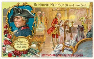 プロイセンのフリードリッヒ大帝とフルートコンサート（クロモリト）の様子 作： (after) German School