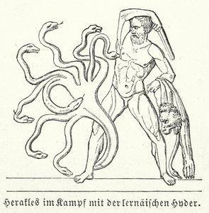 レルネーのヒュドラと戦うヘラクレス（版画）