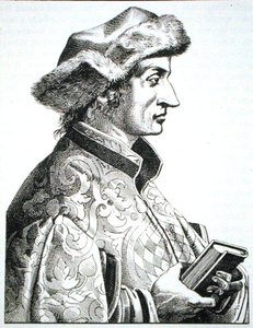 Sebastien Brant (c.1485-1521)の肖像、J Scheible著「Das Kloster」第1巻（1845年、シュトゥットガルト）より、19世紀後半に出版された「History of Magic」に掲載された図版（リトグラフ）。 作： (after) German School
