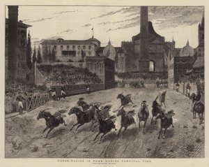 カーニバルの時期のローマでの競馬（版画 作： (after) Italian School