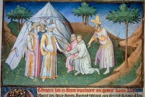 若き日のマルコ・ポーロ（1254-1324）の父と叔父であるニコロとマッテオ・ポーロ兄弟は、大クビライ（クビライ・ハン、モンゴル元朝の初代皇帝（1215-1294）、1271年のモンゴル皇帝）の宮廷に迎えられた。ミニチュアは「」から引用