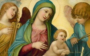 天使と聖母子（クロモリト） 作： (c.1489 1534) (after) Correggio